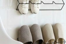 simple and comfortable wire shoe organizers that can be attached to closet doors or walls in an entryway