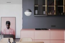 a lovely grey-pink kitchen design