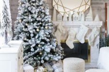 a cute modern flocked christmas tree decor