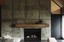 a moody industrial living room design