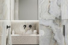 a stylish onyx minimalist bathroom