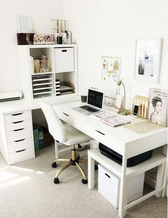 a white storage unit with open and closed storage departments and some drawers is a stylish idea