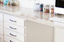 ledges and hook holders plus jars will help you organize if you don’t have much stuff