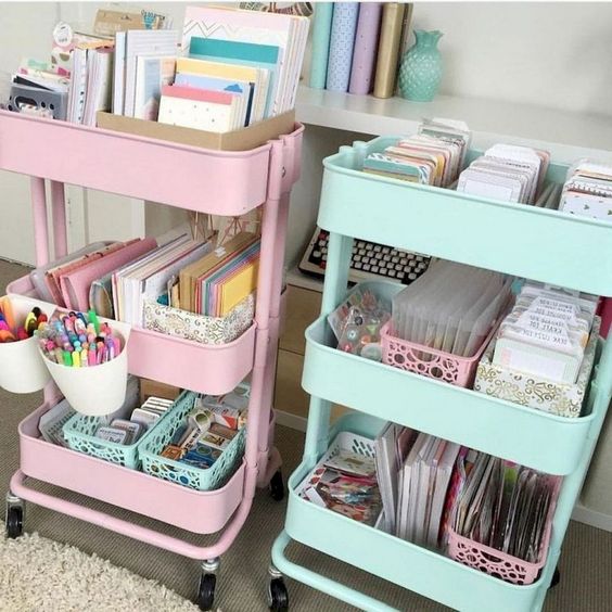 pastel IKEA Raskog carts are ideal for storage anything and can be moved around the house