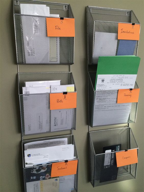wall-mounted wire holders for documents and files is a great idea for small home offices