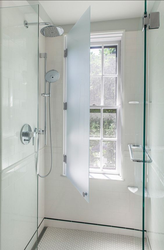 add a frosted glass cover to your bathroom window to keep the space private in case you need that