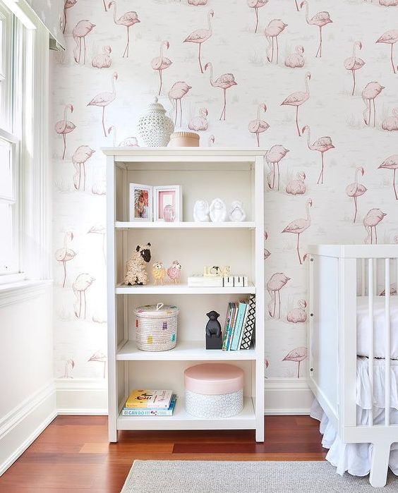 an open storage unit next to the kid's bed is a stylish idea that provides not much storage space but still