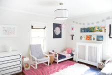 Make a cute cover and Poang chair would look awesome in a all-white kids room for a boy and a girl