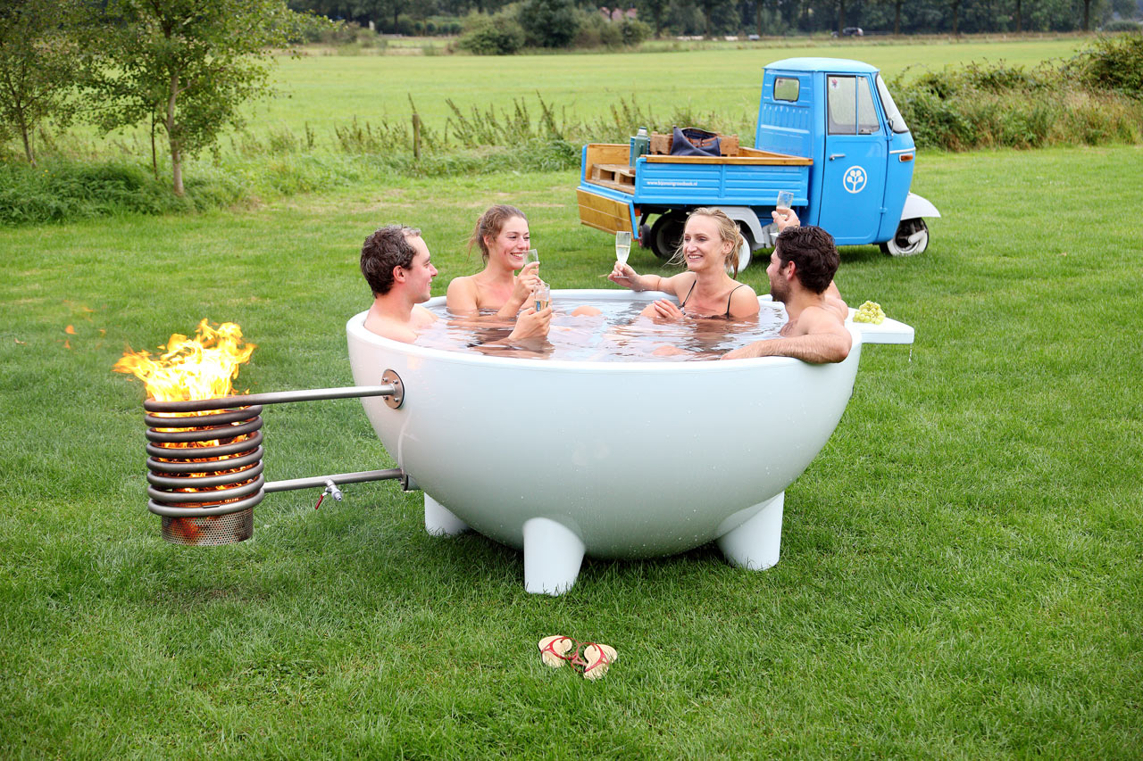 Contemporary Mobile And Wood Burning Hot Tub