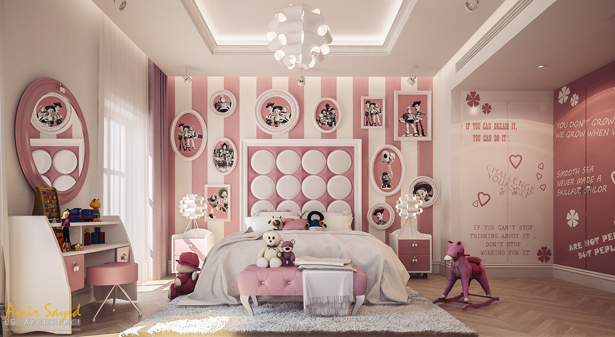 Pink And White Girl’s Bedroom Design Idea