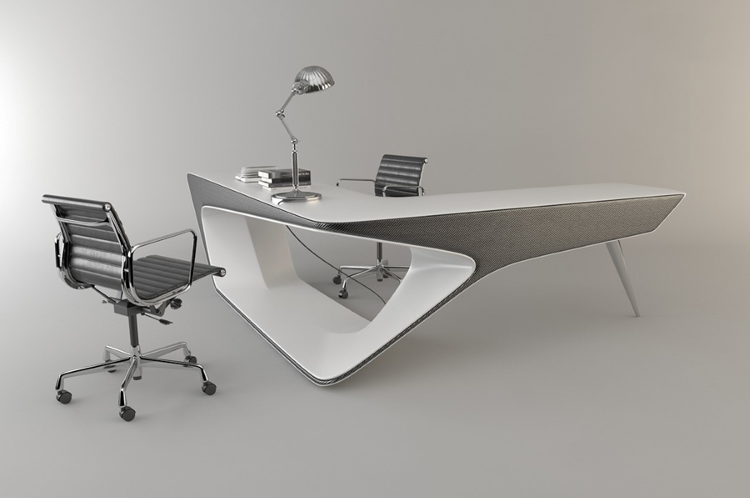 The L shape of the desk is suitable both for one person or for a whole team