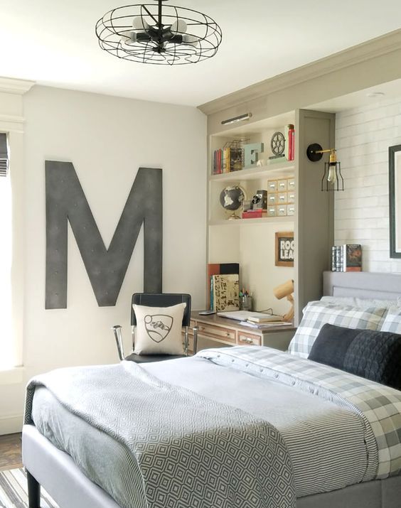 03 industrial vintage teen boy bedroom with a gorgeous comfy bed and a soft headboard