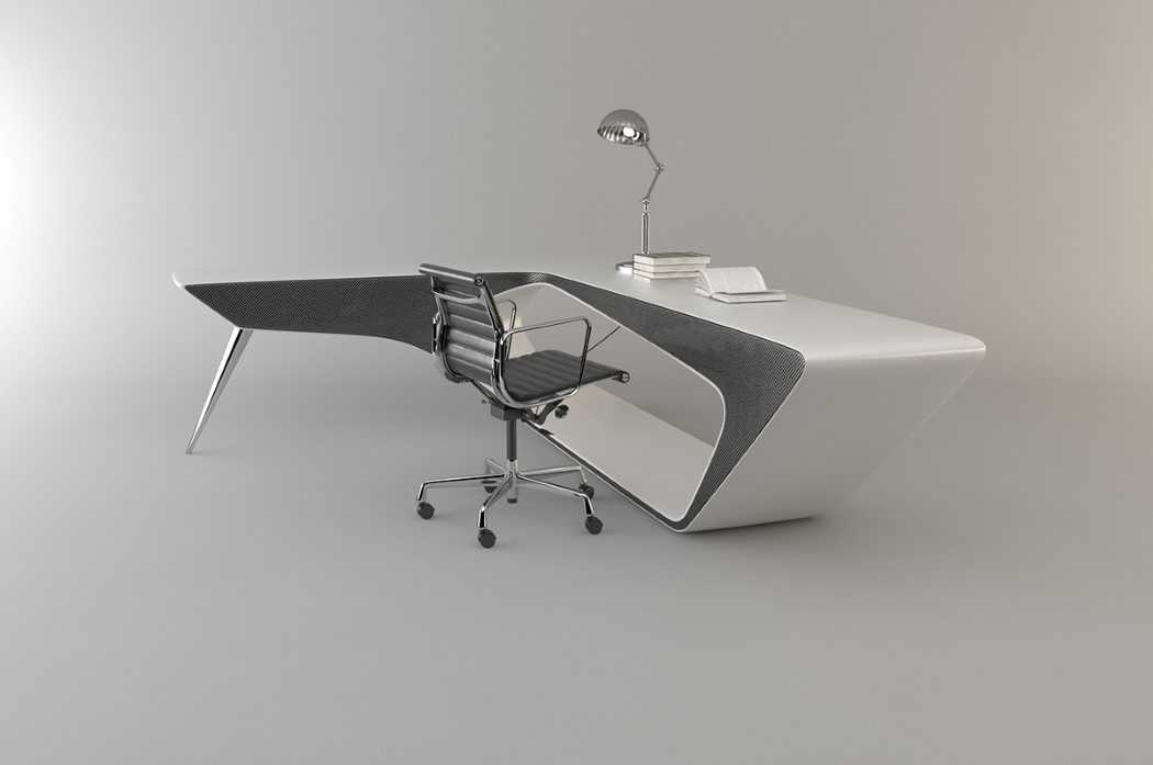 The desk is available in grey and white, it looks very modern and sleek