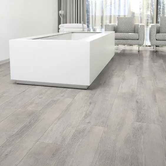 Light grey laminate flooring for a grey SPA zone