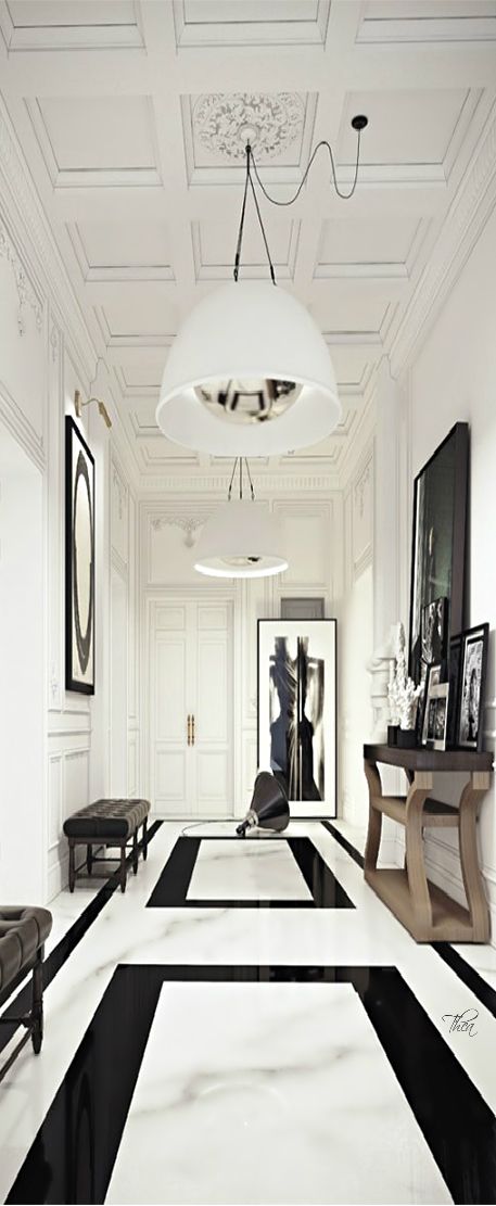 06 luxurious marble in black and white for a Parisian-style apartment