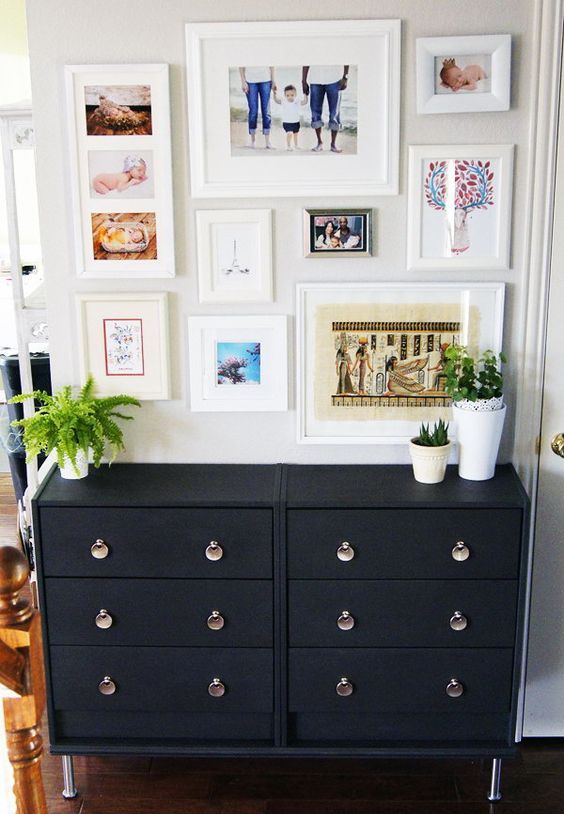 double IKEA Rast dresser in black with whimsy handles