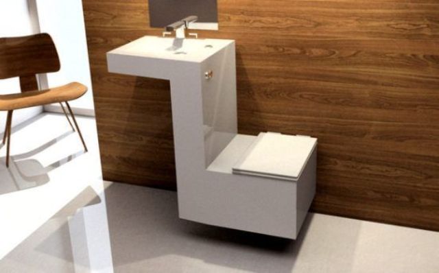 minimalist angled toilet and basin unit