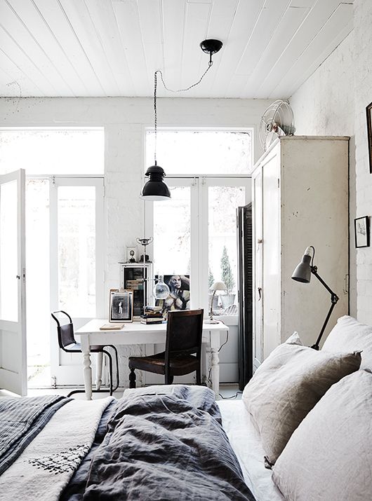 retro Scandinavian design with a desk by the window