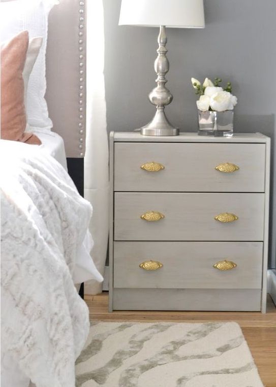 glam pearl grey Rast hack for a bedside table