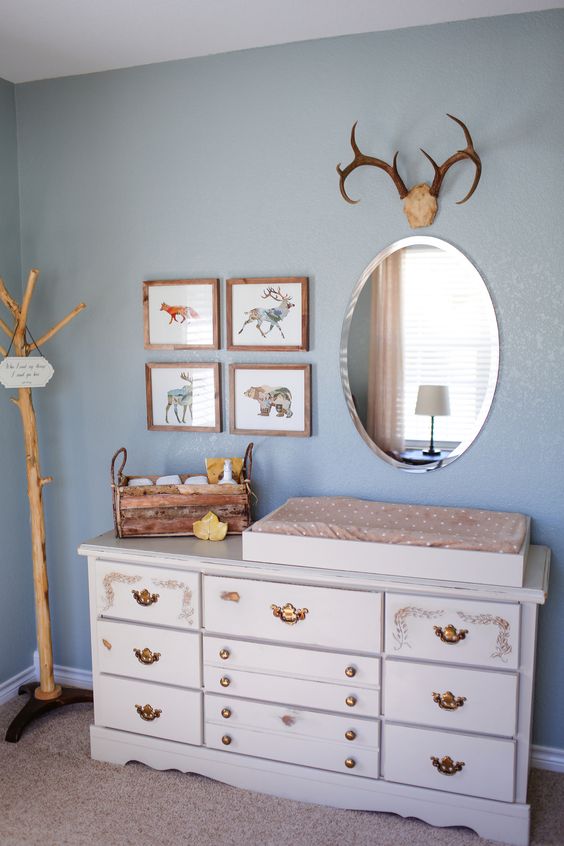 vintage changing table with refined knobs