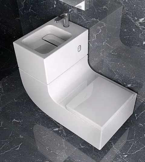 stylish curved toilet and sink combo