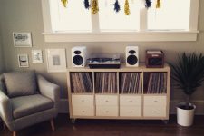 an Ikea Kallax hack for storing a vinyl collection – turn your Kallax piece into a stylish media console