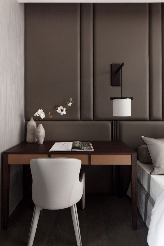 16 refined modern bedorom with a desk nook by the bed