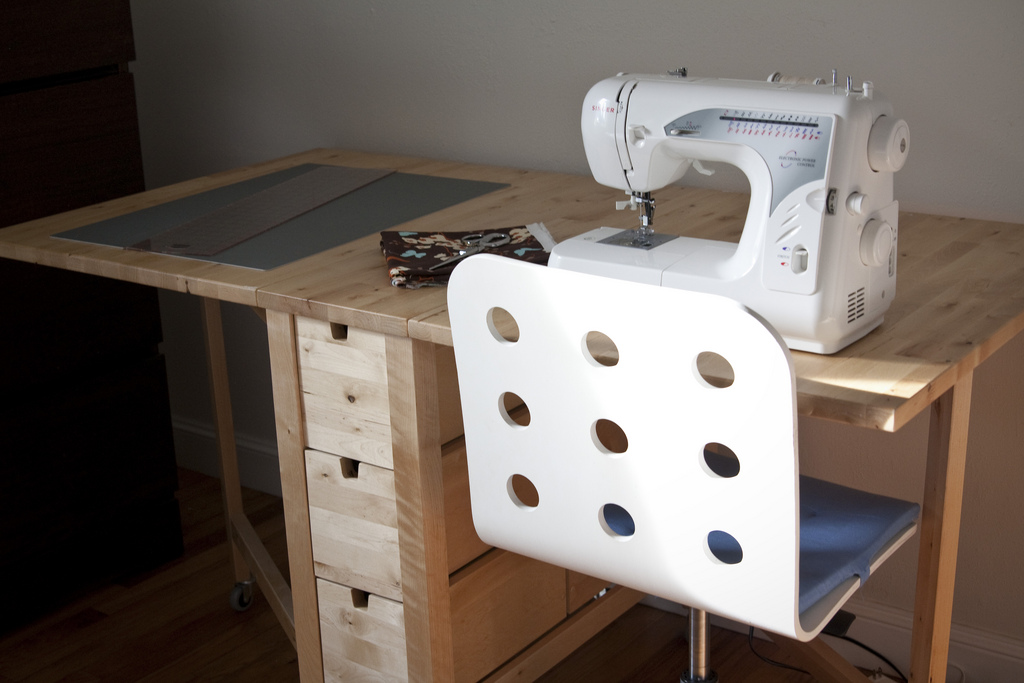 Light wood Norden Gateleg table is perfect for sewing