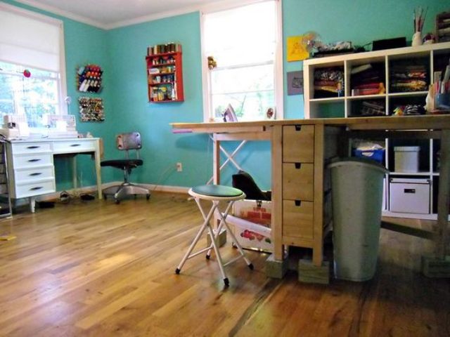 It's a practical solution for a sewing and  craft room.