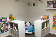 Kallax shelves that create a kids’ reading nook will provide you with storage and will make this nook cozy and secluded