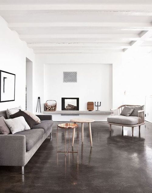 dark polished concrete floors for a living room