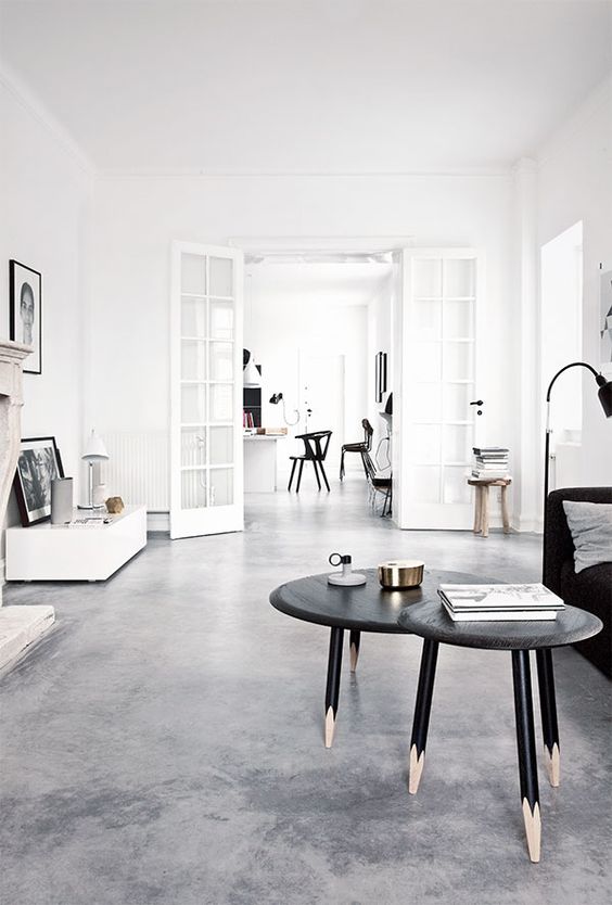 25 polished concrete floors look perfect in this Scandinavian living room