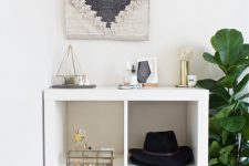 an IKEA Kallax shelf will be a perfect fit for a walk-in closet, you may store anything from shoes to accessories in it and on it