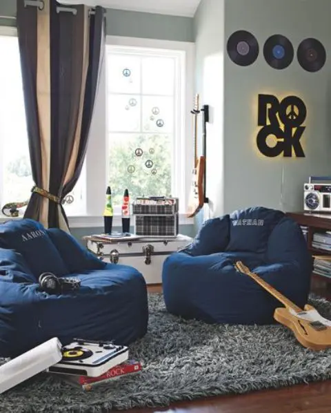 Music themed hangout space by the window