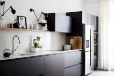 simple yet stylish black kitchen design