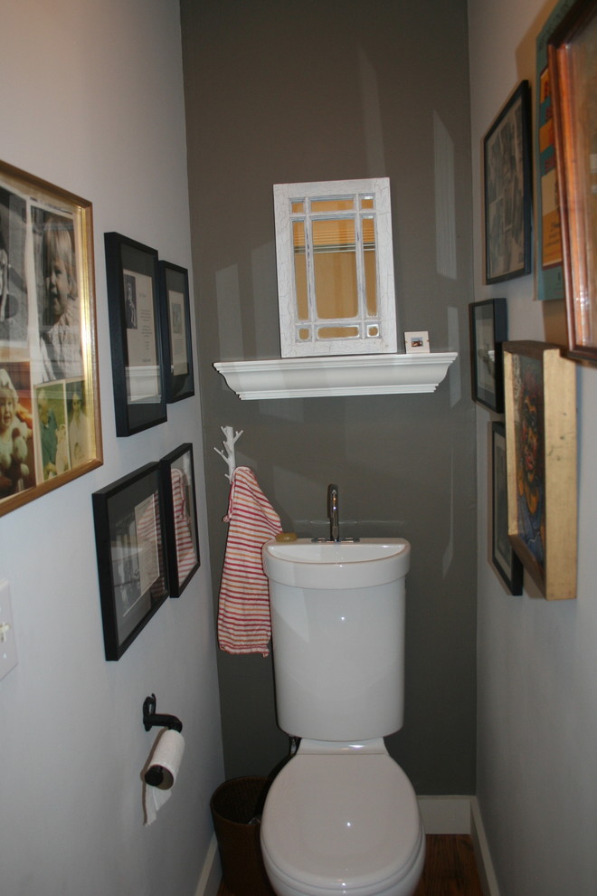 When you combine a toilet and a sink you might use wall space for photo frames or some other decor. (Samantha Schoech)