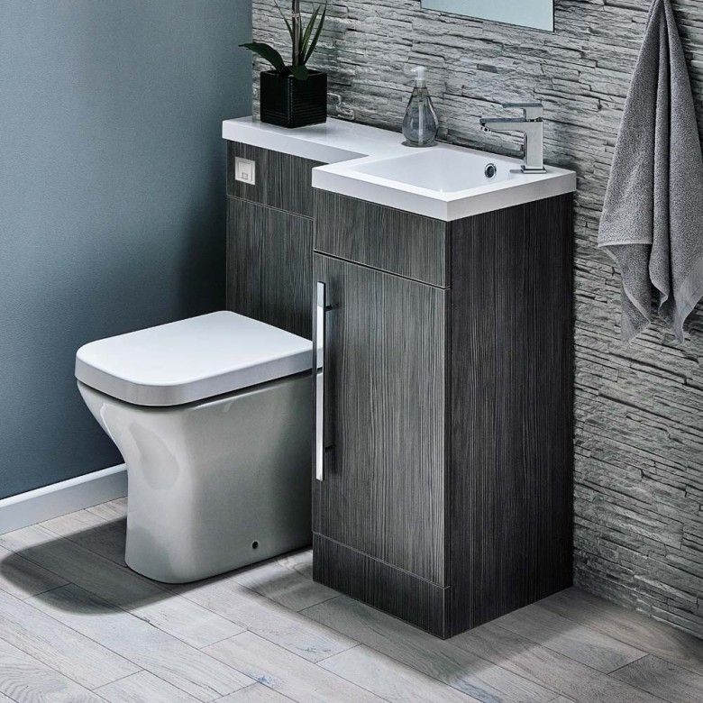 this compact toilet & sink unit is a clever solution that also provides some storage space