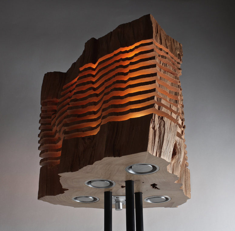 Split Grain Lamp Series Made Of Wood Remnants