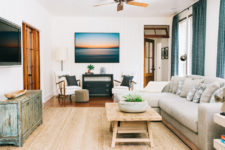 01 This modern beach cottage was designed by Cortney Bishop, and it’s very comfy and inviting