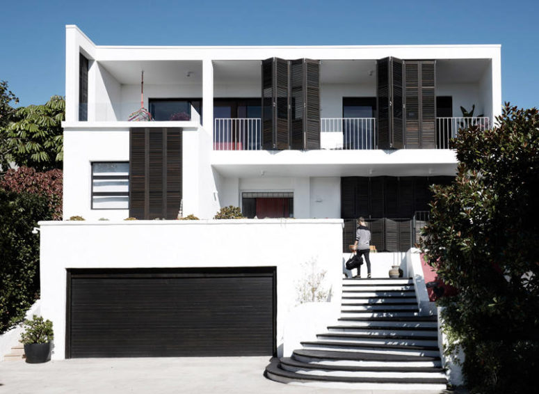 Black And White House With Two Amazing Terraces