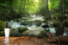 02 echanted forest with a waterfall makes your living room nature-filled