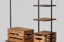 05 metal and wood rack with crates for storage