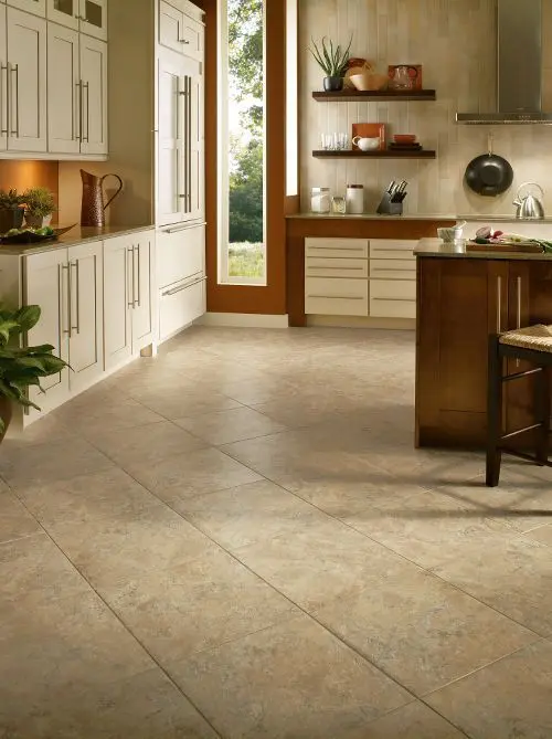 vinyl tiles are extremely durable and water and dirt resistant, so they are perfect choice for kitchen flooring