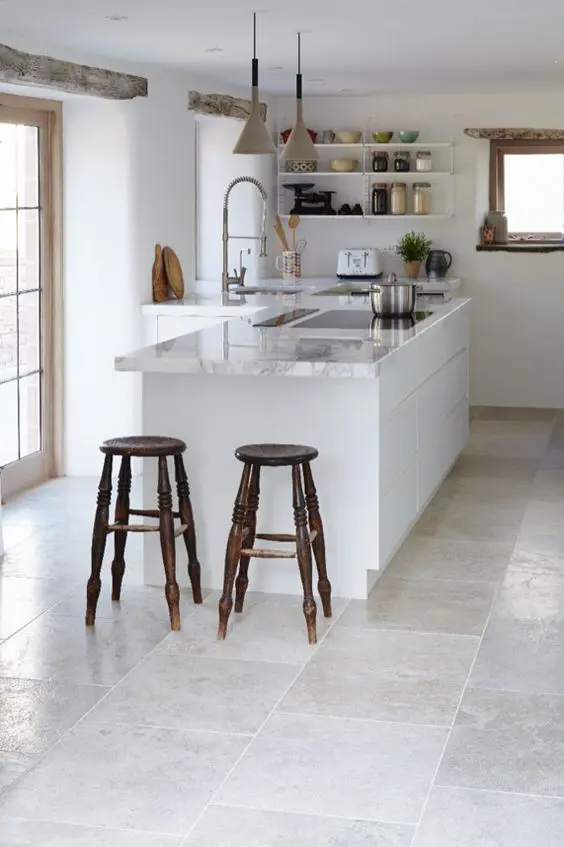 Grey brushed limestone combines slight surface texture with a blend of light mid grey tones.