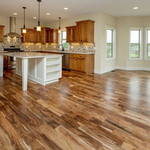 acacia hardwood plank floors in several tones