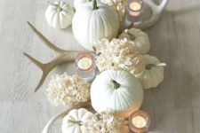 all-white fall centerpiece