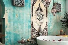 09 turquoise boho luxe Moroccan bathroom
