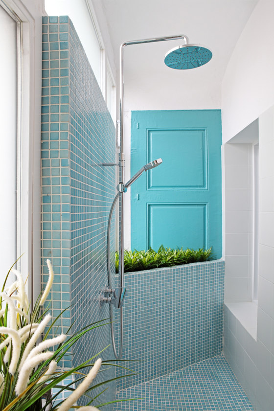 Greenery in the shower creates an impression of having a spa experience