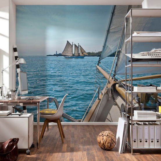 seascape mural for a sea-inspired interior will bring you to the seashore immediately