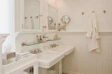11 traditional white bathroom is highlighted with warm cork floors
